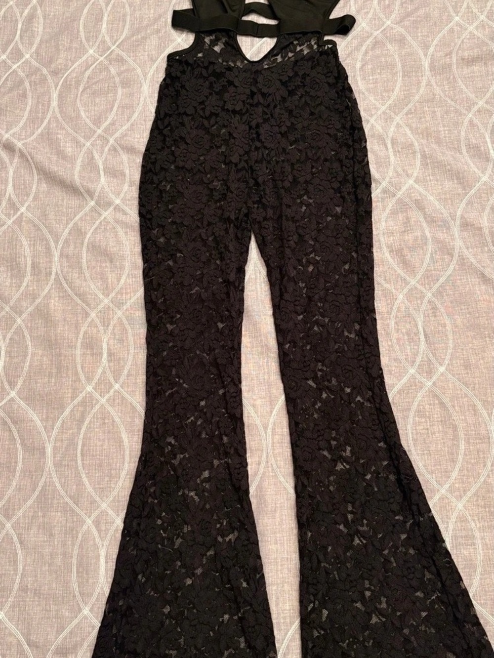 Sexy Black Lace - Halter Top Flare Jumpsuit Small / Medium